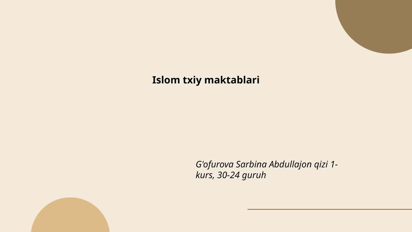 Islom ta'limoti tarixi 1