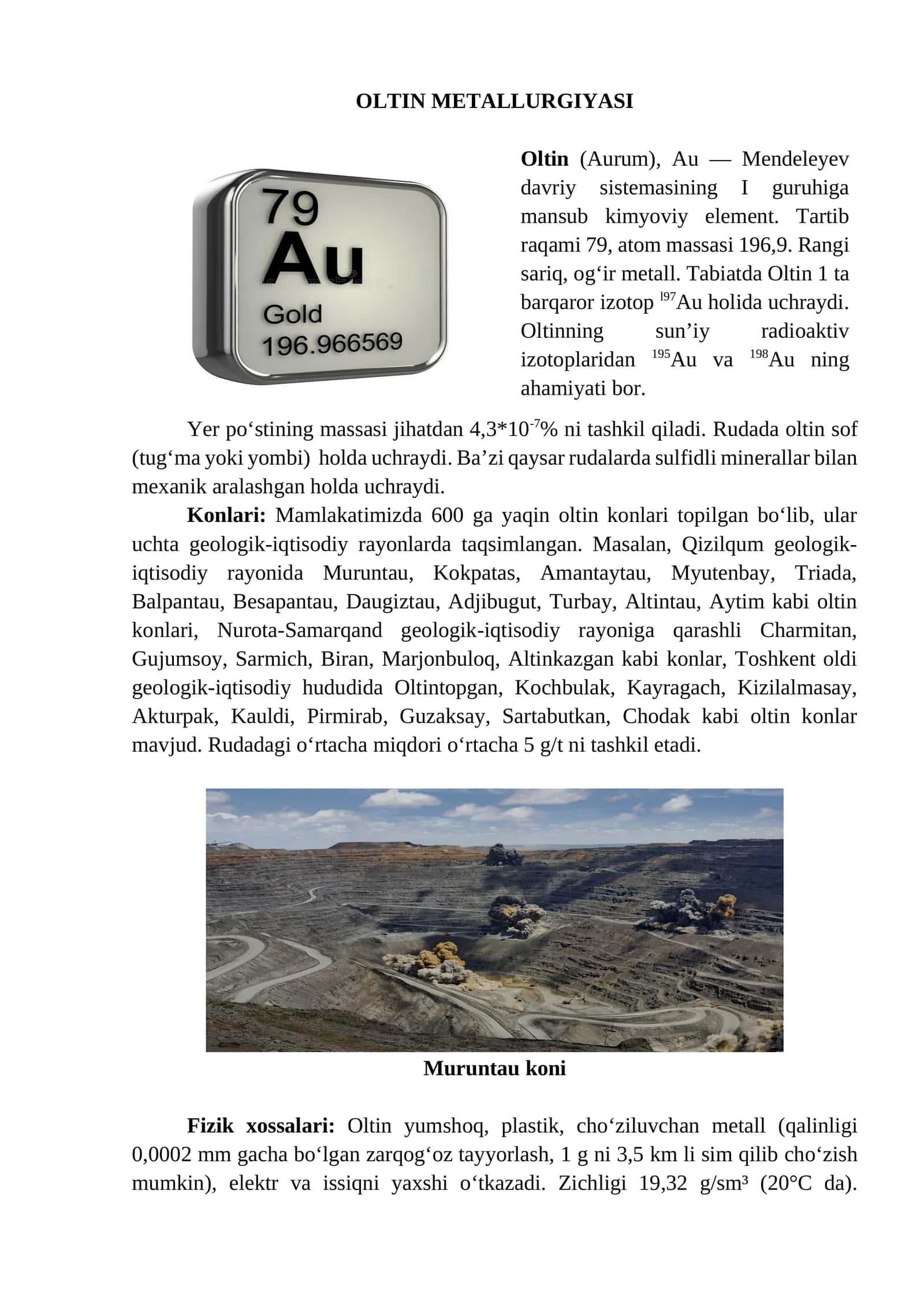 OLTIN METALLURGIYASI 1