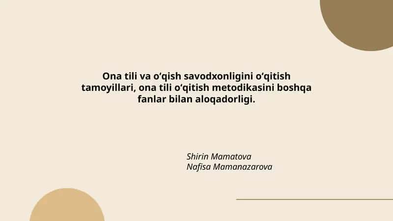 Ona tili va oʻqish savodxonligini oʻqitish tamoyillari 1