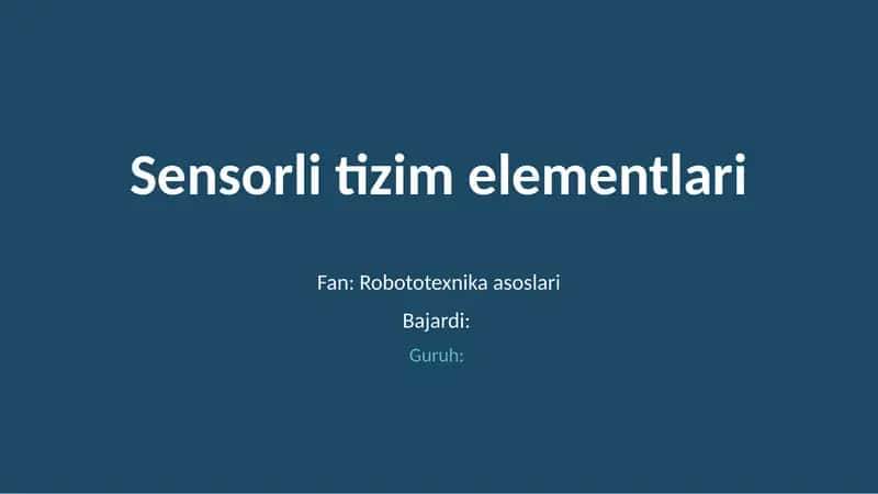 Sensorli tizimlar 1