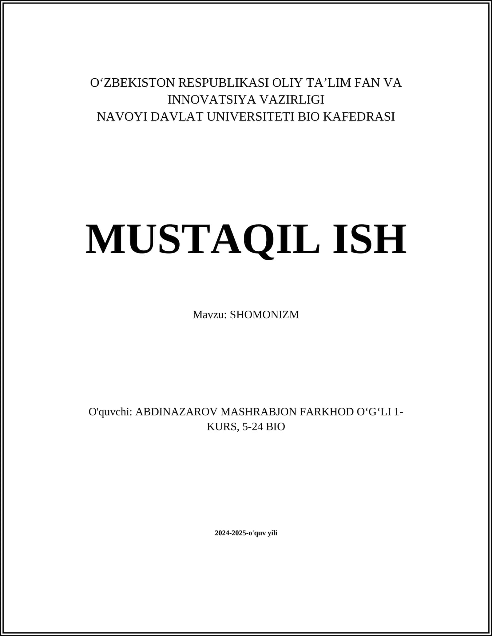 SHOMONIZM 1