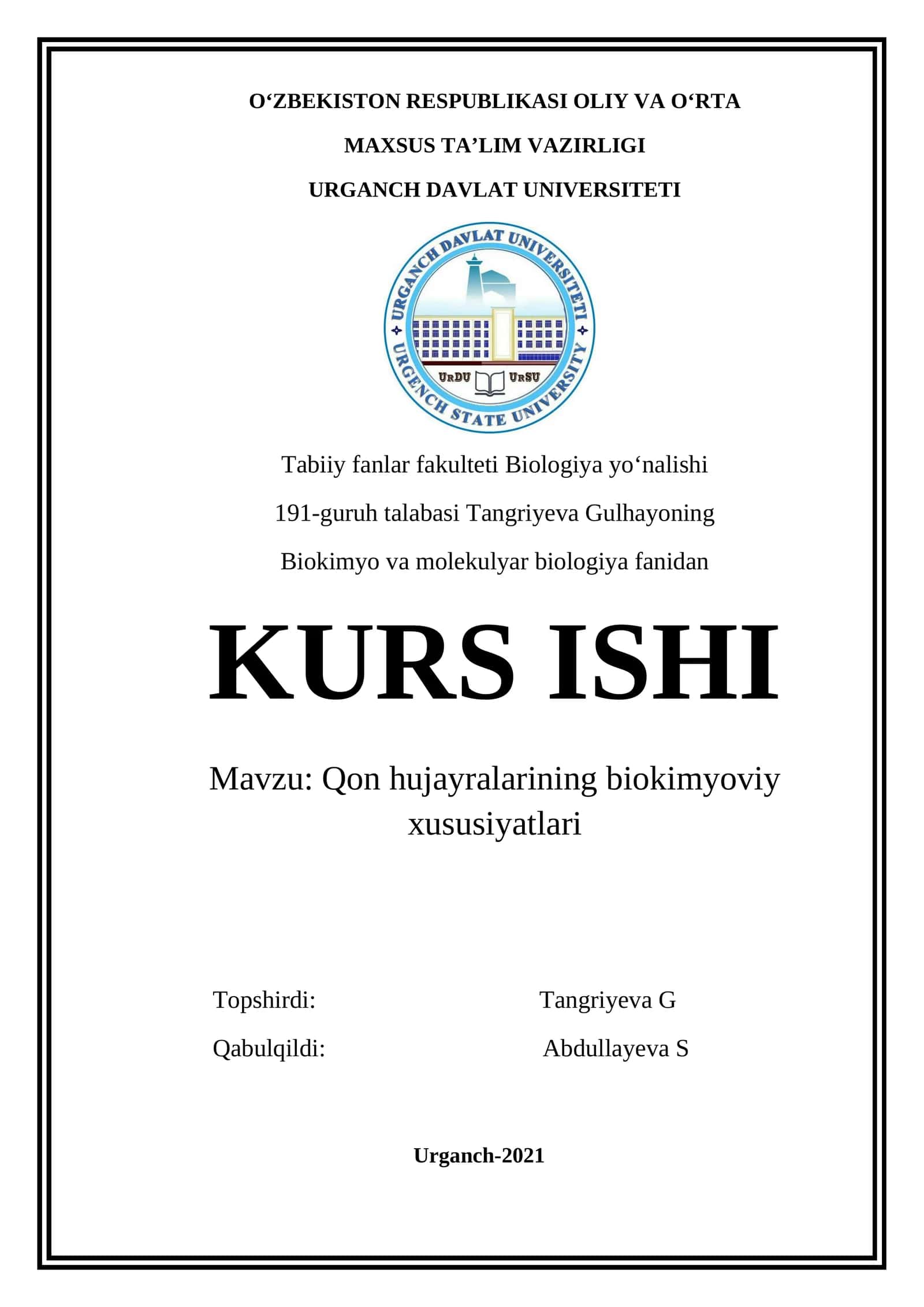 Qon hujayralarining biokimyoviy xususiyatlari 1