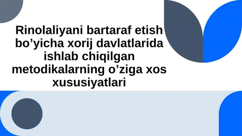 Rinolaliyani bartaraf etish bo’yicha xorij davlatlarida ishlab chiqilgan metodikalarning o’ziga xos xususiyatlari 1