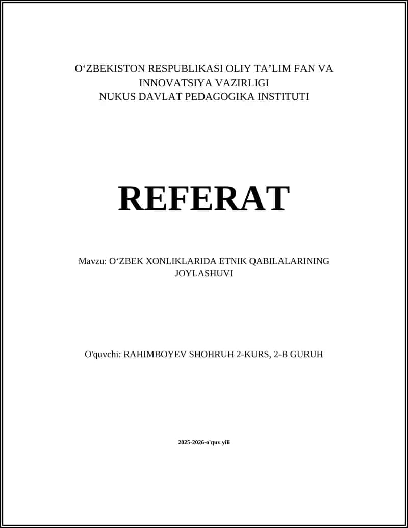 Oʻzbek xonliklarida etnik qabilalarining joylashuvi 1