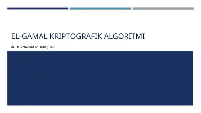 El-Gamal kriptografik algoritmi
