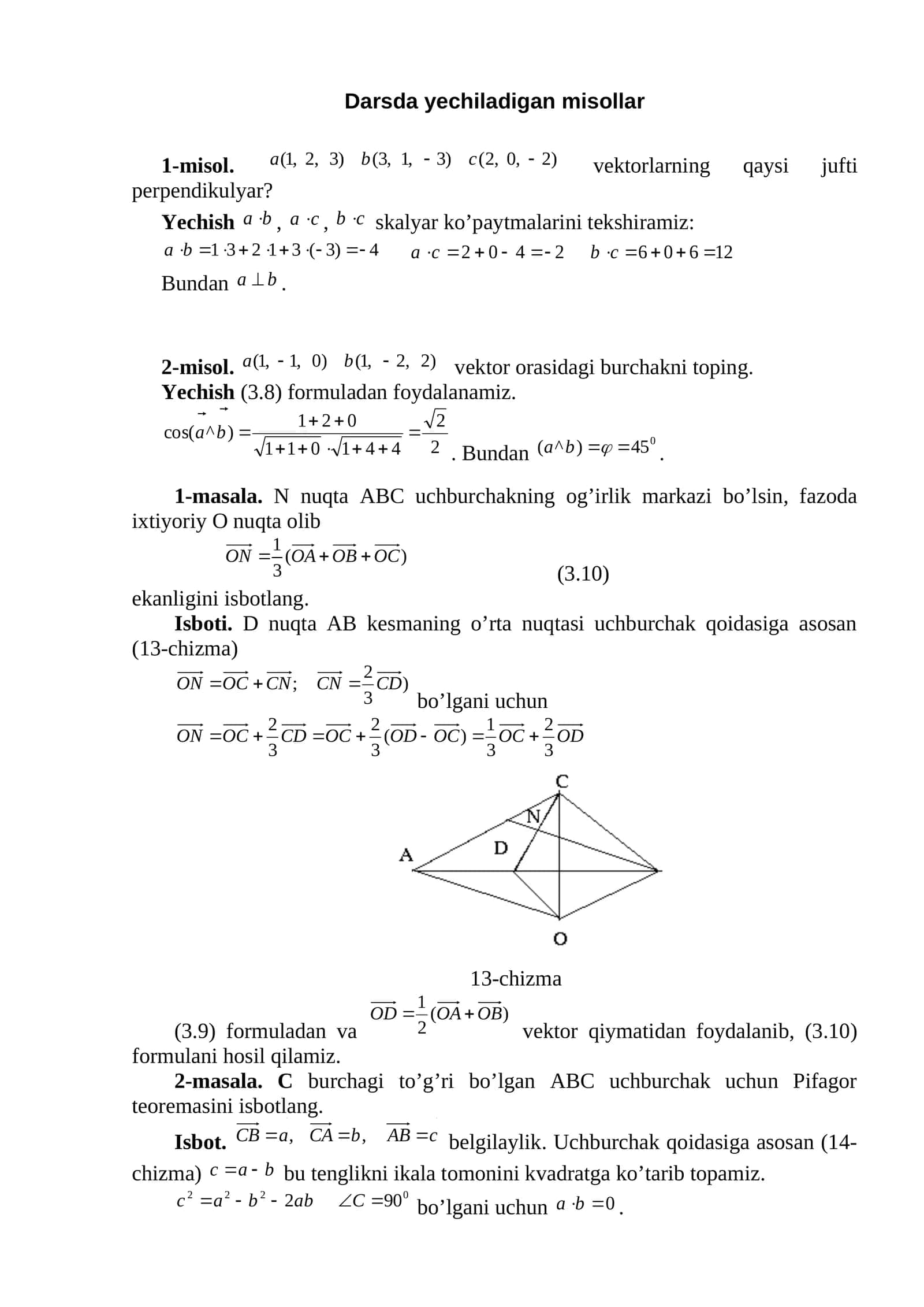 Darsda yechiladigan misollar 1