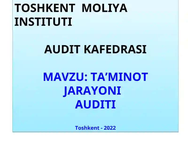Ta’minot jarayoni auditini tashkil qilish