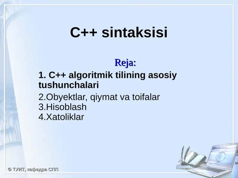 C++ sintaksisi 1