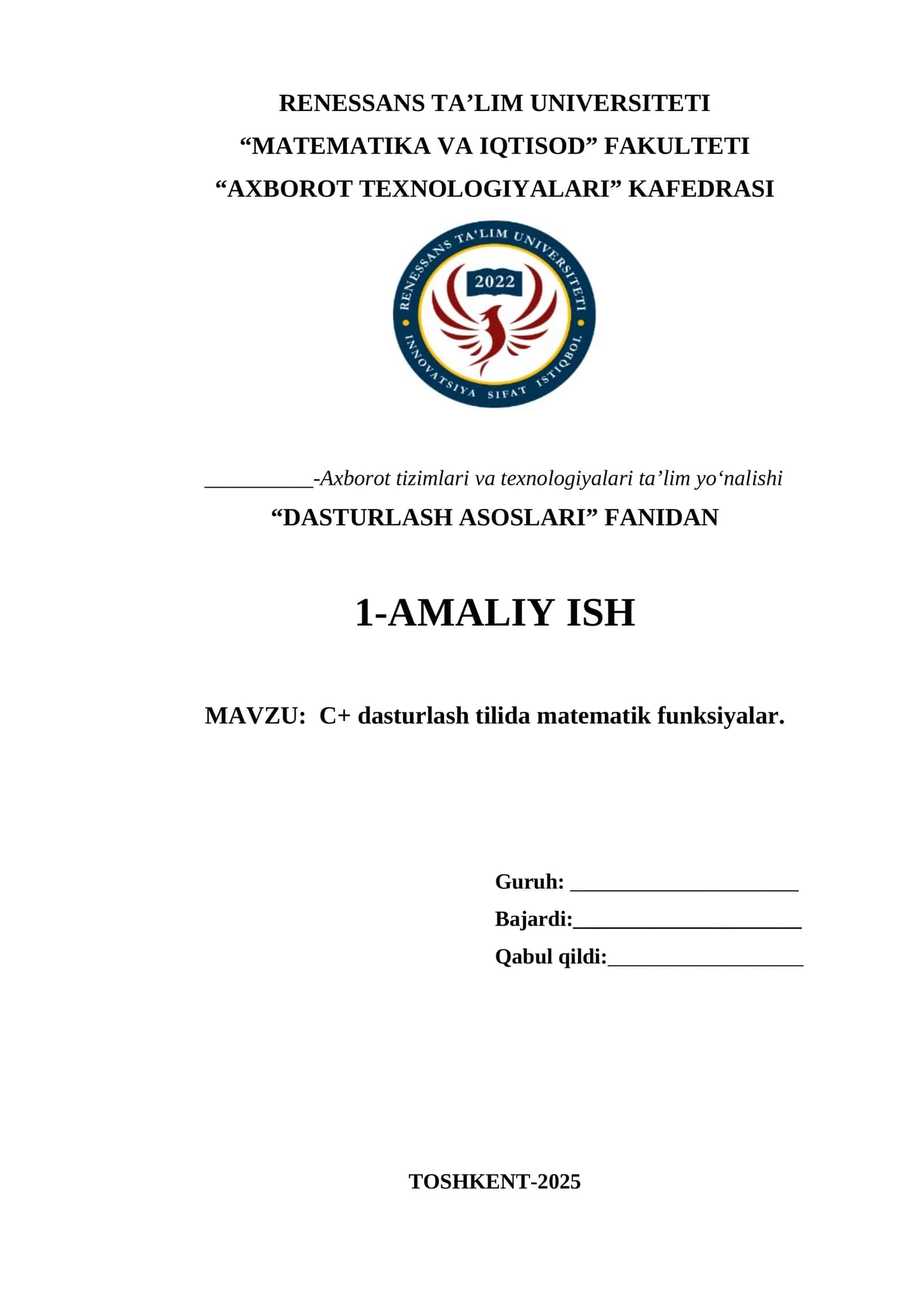Amaliy ish 1