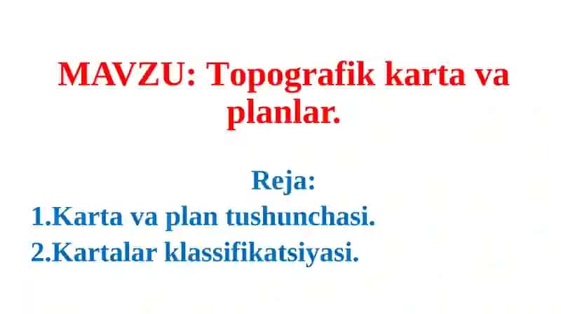 Topografik karta va planlar