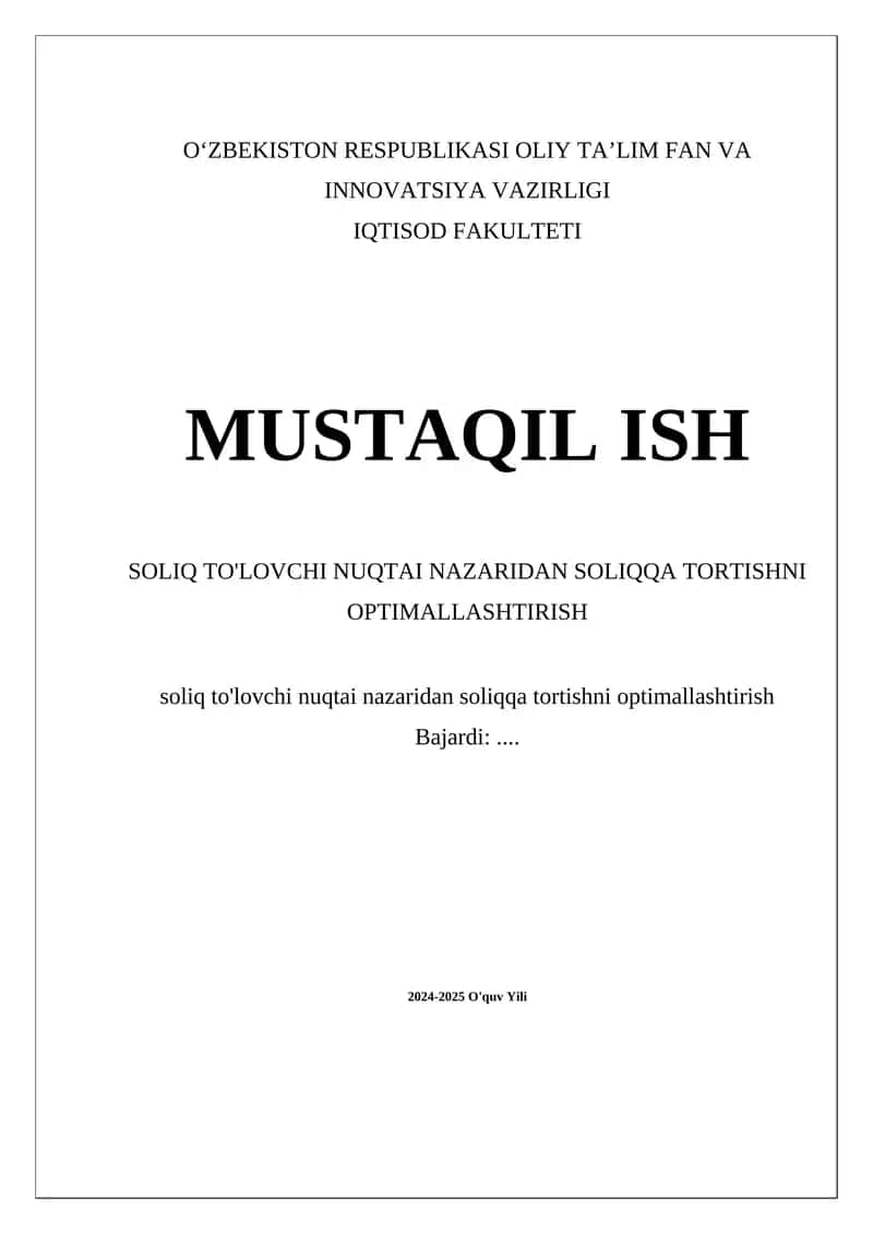 Soliqqa tortishni optimallashtirish 1