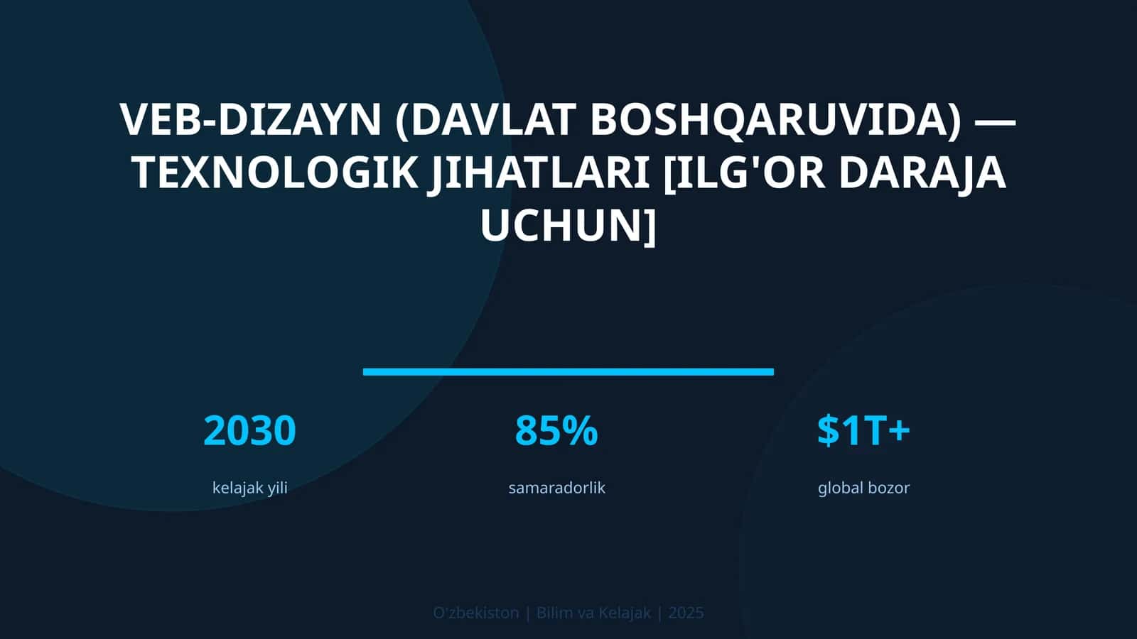 VEB-DIZAYN (DAVLAT BOSHQARUVIDA) — TEXNOLOGIK JIHATLARI [ILG'OR DARAJA UCHUN] 1