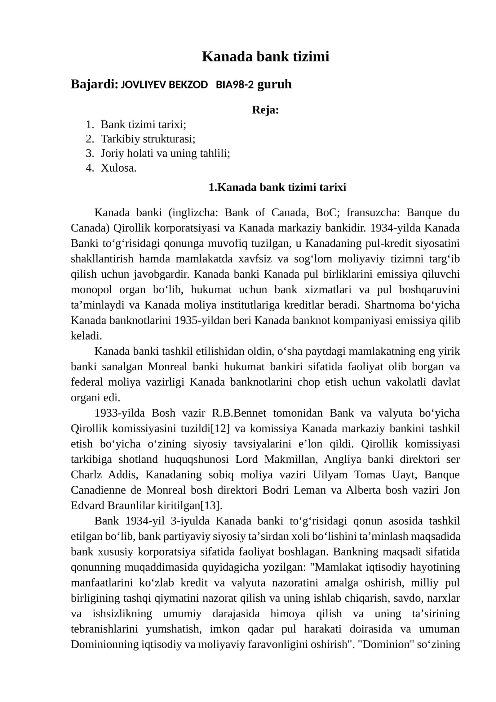 Kanada bank tizimi 1