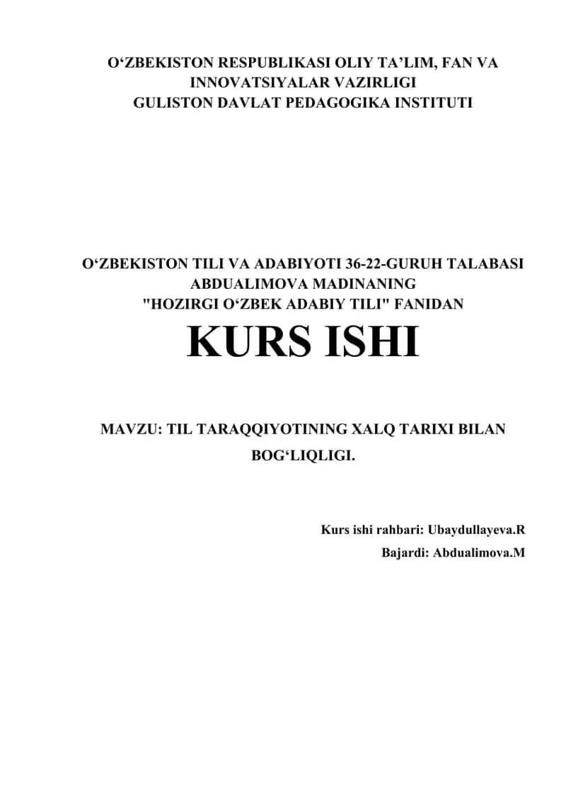 "O‘ZBEKISTON TILI VA ADABIYOTI" 1