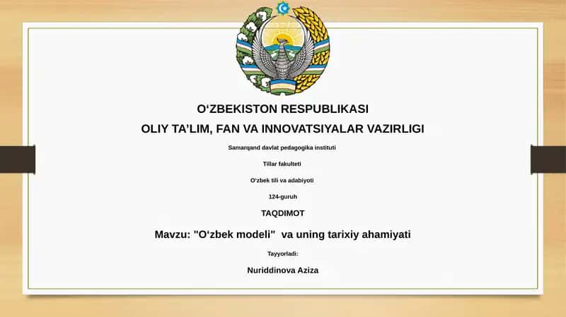 Oʻzbek modeli va uning tarixiy ahamiyati 1