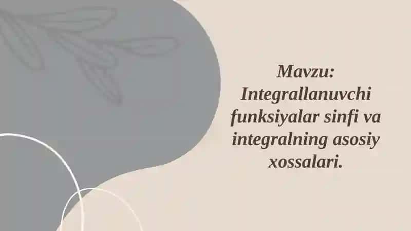 Integrallanuvchi funksiyalar sinfi 1