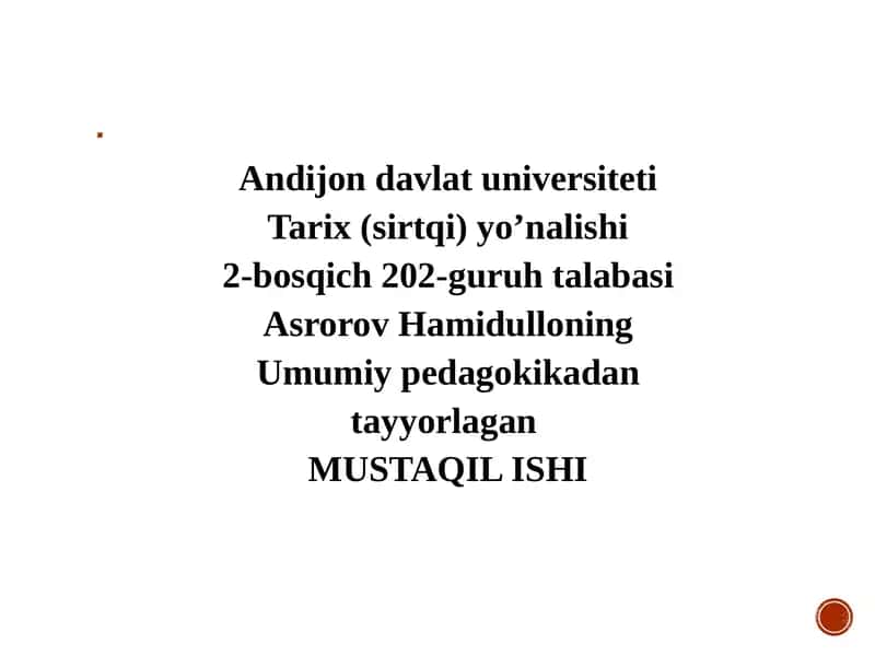 Mustaqil ta'lim topshiriqlari haqida taqdimot 1