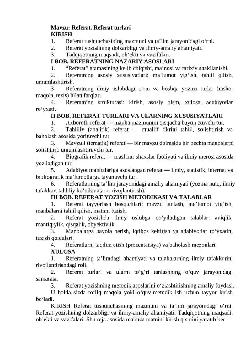 Referat Turlari