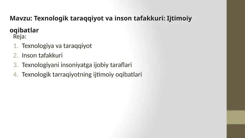 Texnologik taraqqiyot va inson tafakkuri: Ijtimoiy oqibatlar 1