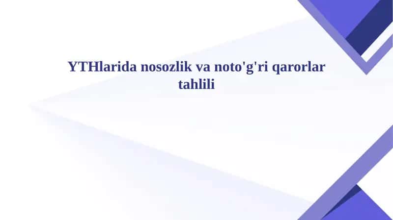 YTHlarida nosozlik va noto'g'ri qarorlar tahlili 1