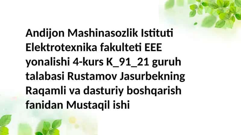 EHMning hisob-grafikli imkoniyatlari: Operatsion tizim va maxsus dasturlash tillari 1