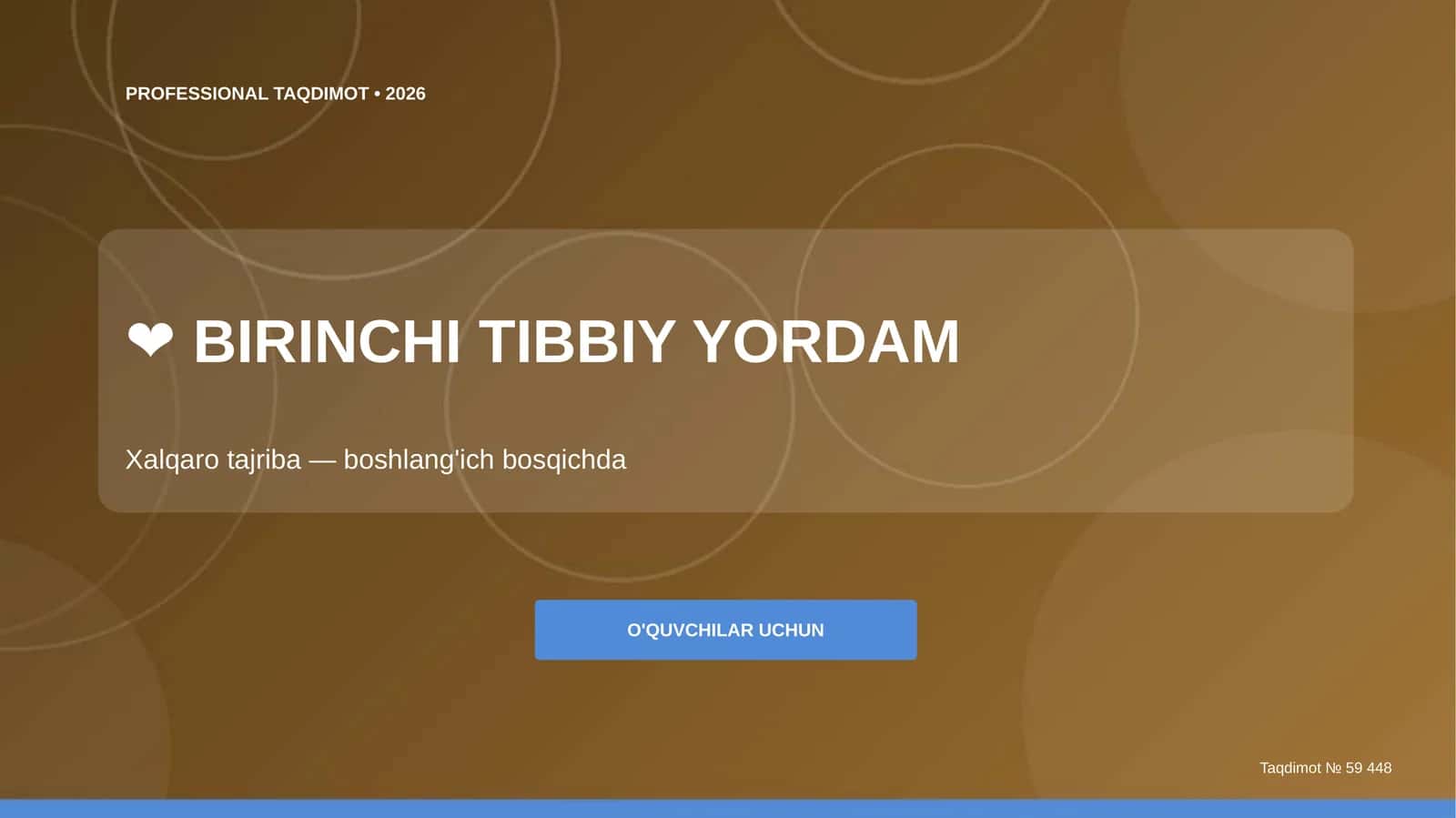 Birinchi tibbiy yordam: xalqaro tajriba (boshlang'ich bosqichda) 1
