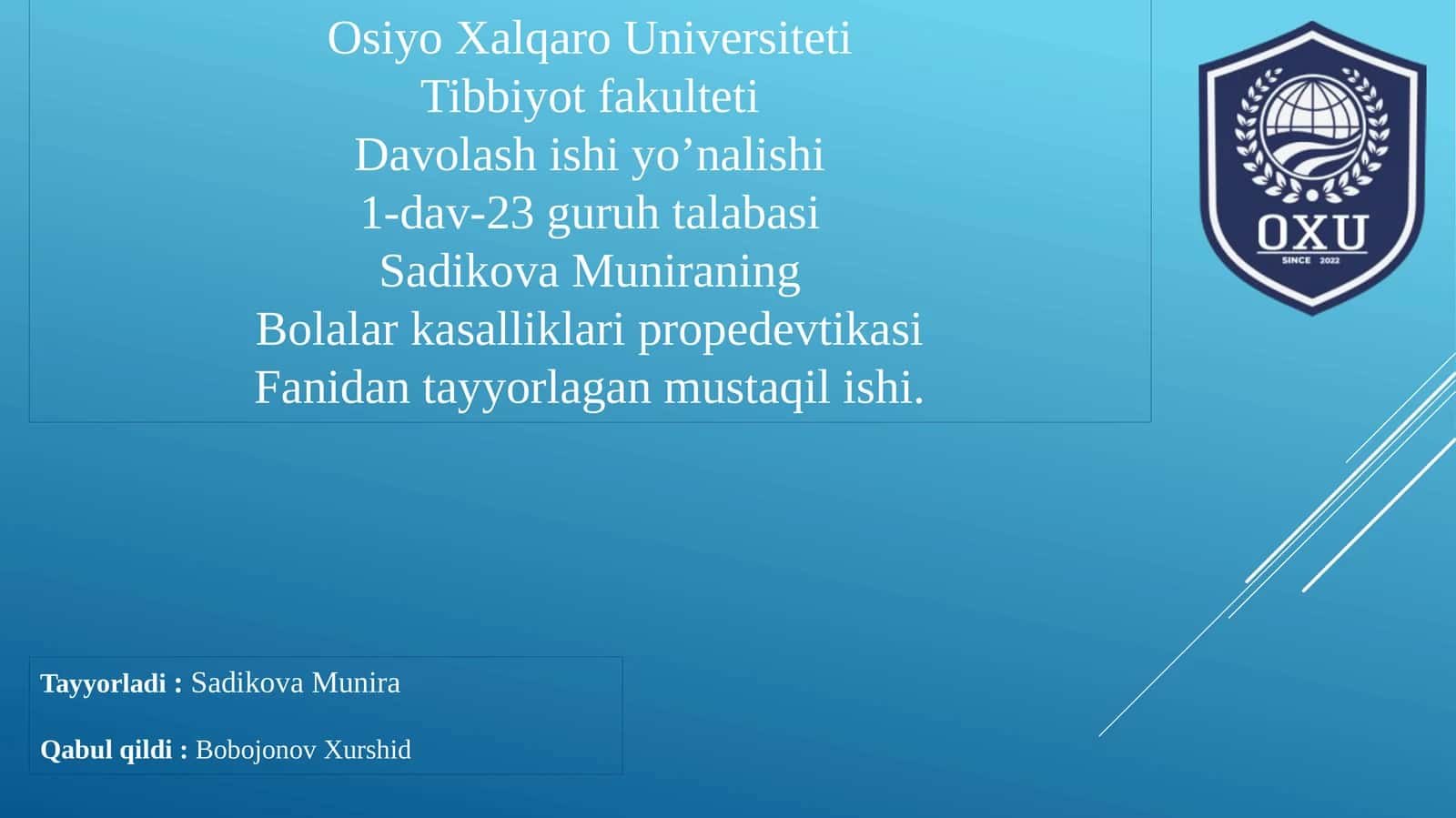 Bolalar kasalliklari propedevtikasida o‘pka funksiyasini tekshirish 1
