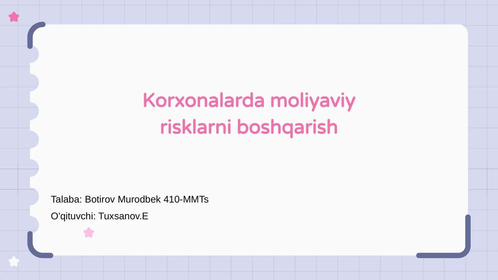 Korxonalarda moliyaviy risklarni boshqarish 1