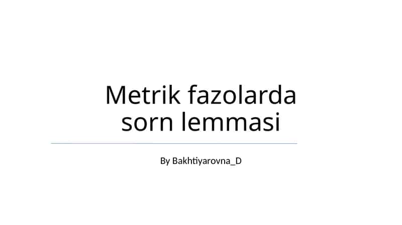 Metrik fazolarda sorn lemmasi 1