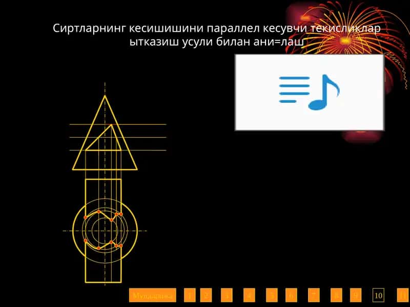 Сиртларнинг кесишишини параллел кесувчи текисликлар ытказиш усули 1