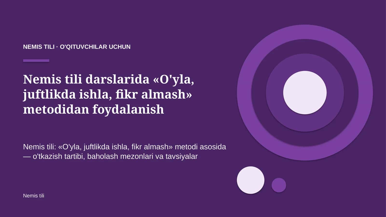 nemis tili darslarida o'yla juftlikda ishla fikr almash metodidan foydalanish 8501 1