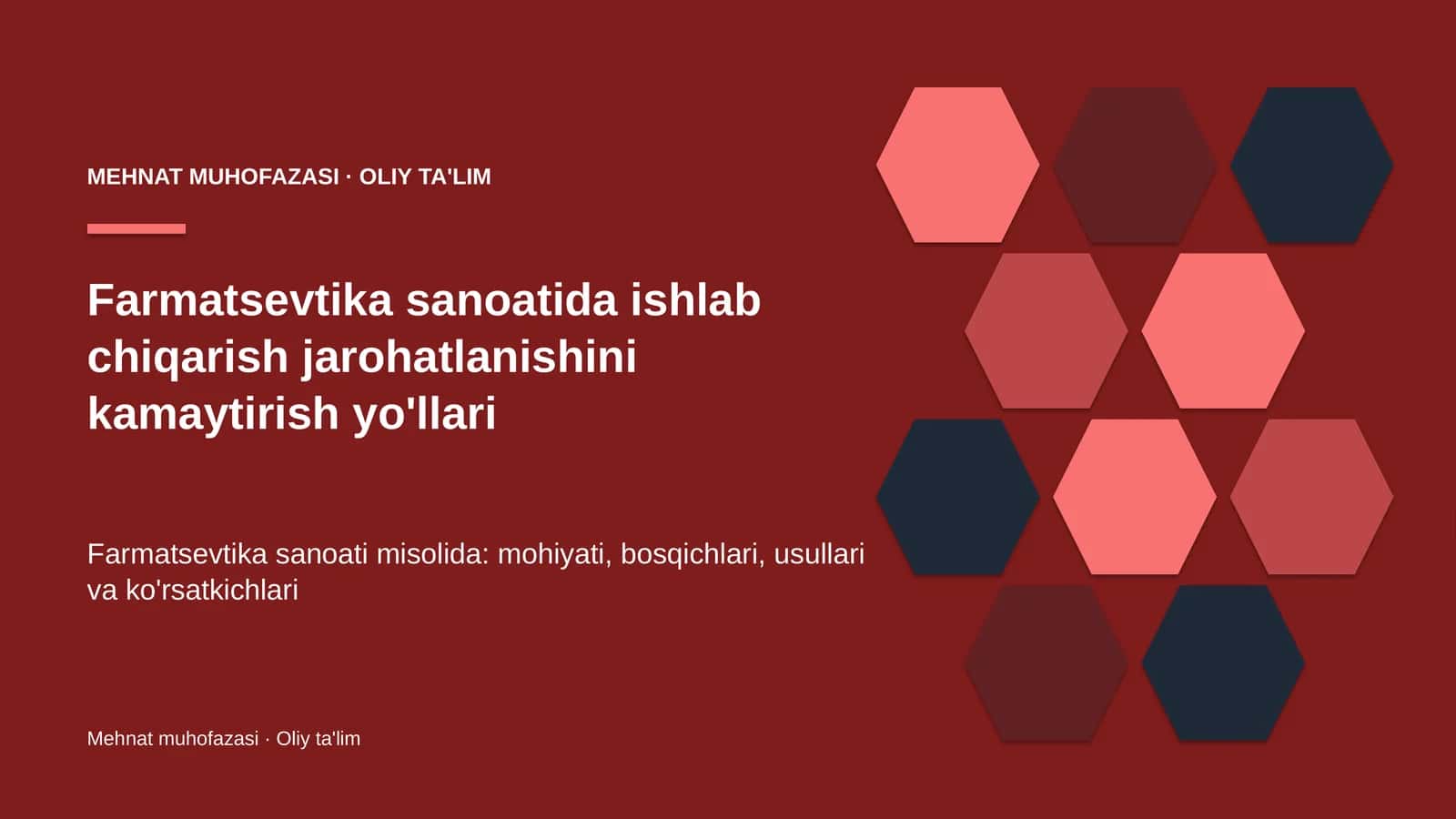 Farmatsevtika sanoatida ishlab chiqarish jarohatlanishini kamaytirish yo'llari 1