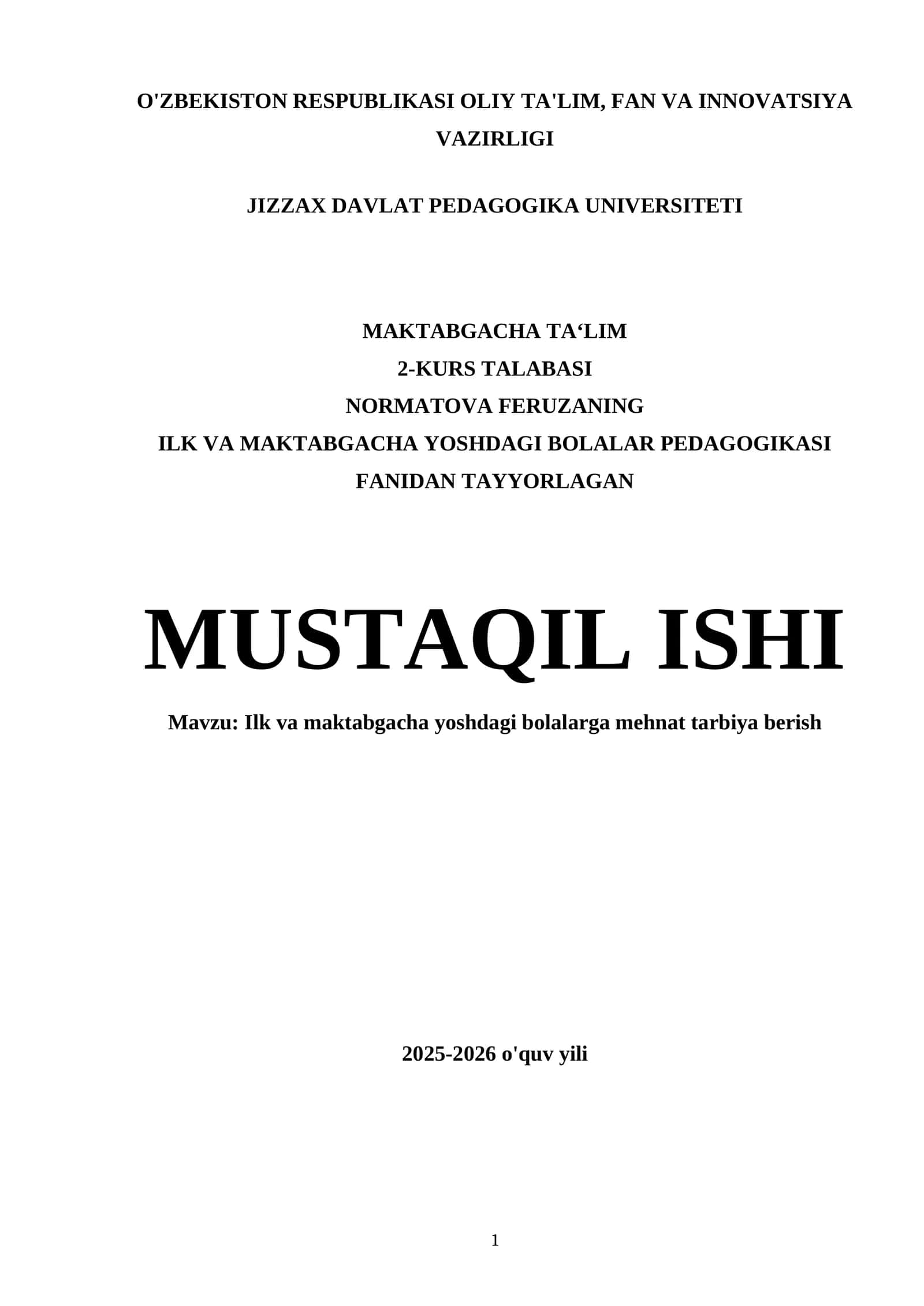 Ilk va maktabgacha yoshdagi bolalarga mehnat tarbiya berish 1