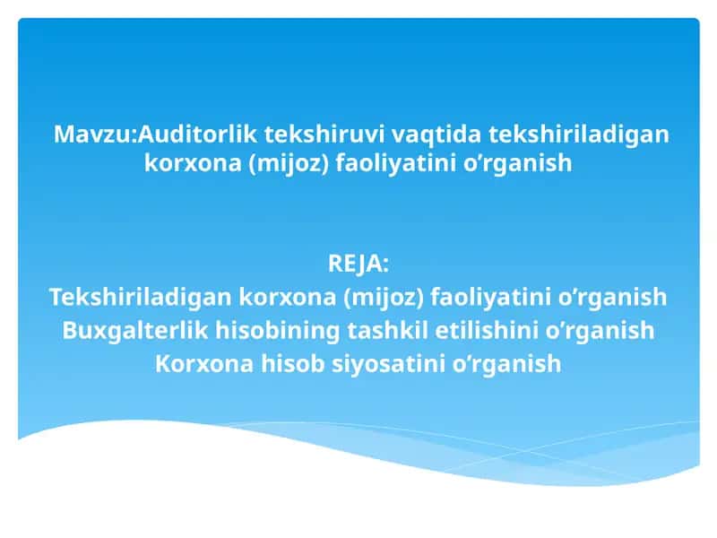 Auditorlik tekshiruvi vaqti dateri o'rganish 1