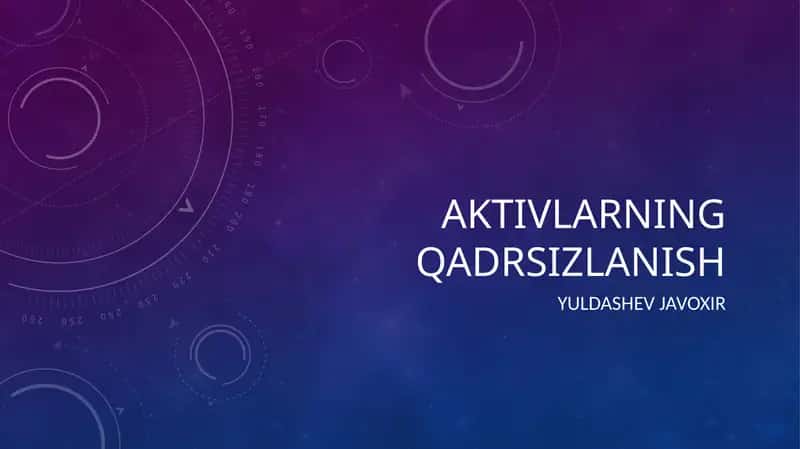 Aktivlarning qadrsizlanishi 1