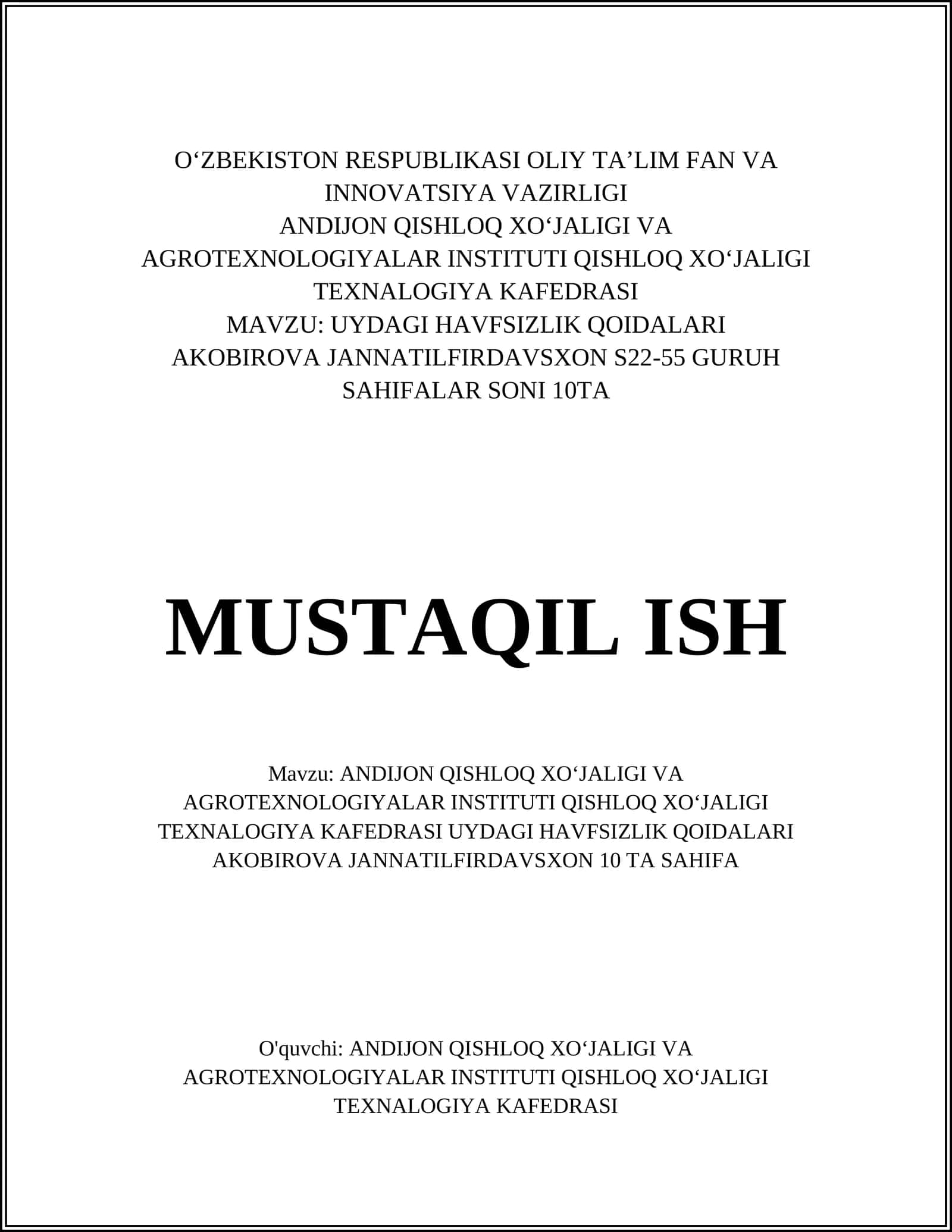 UYDAGI HAVFSIZLIK QOIDALARI 1