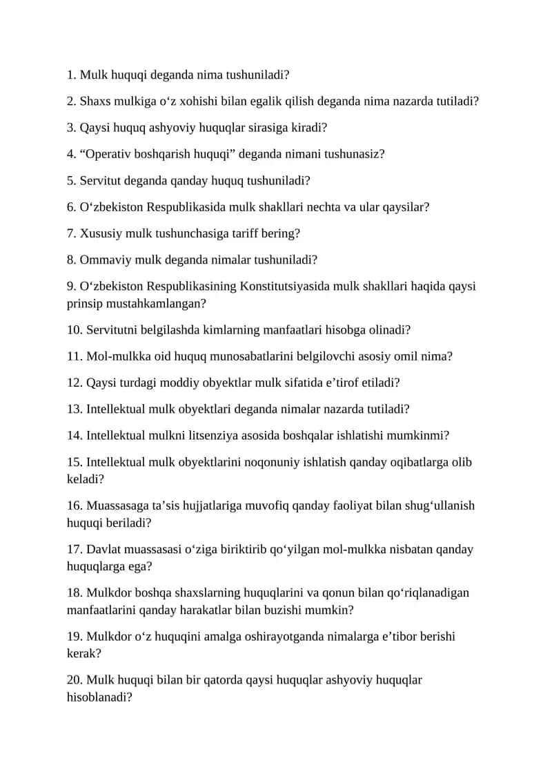 Mulk huquqlari 1