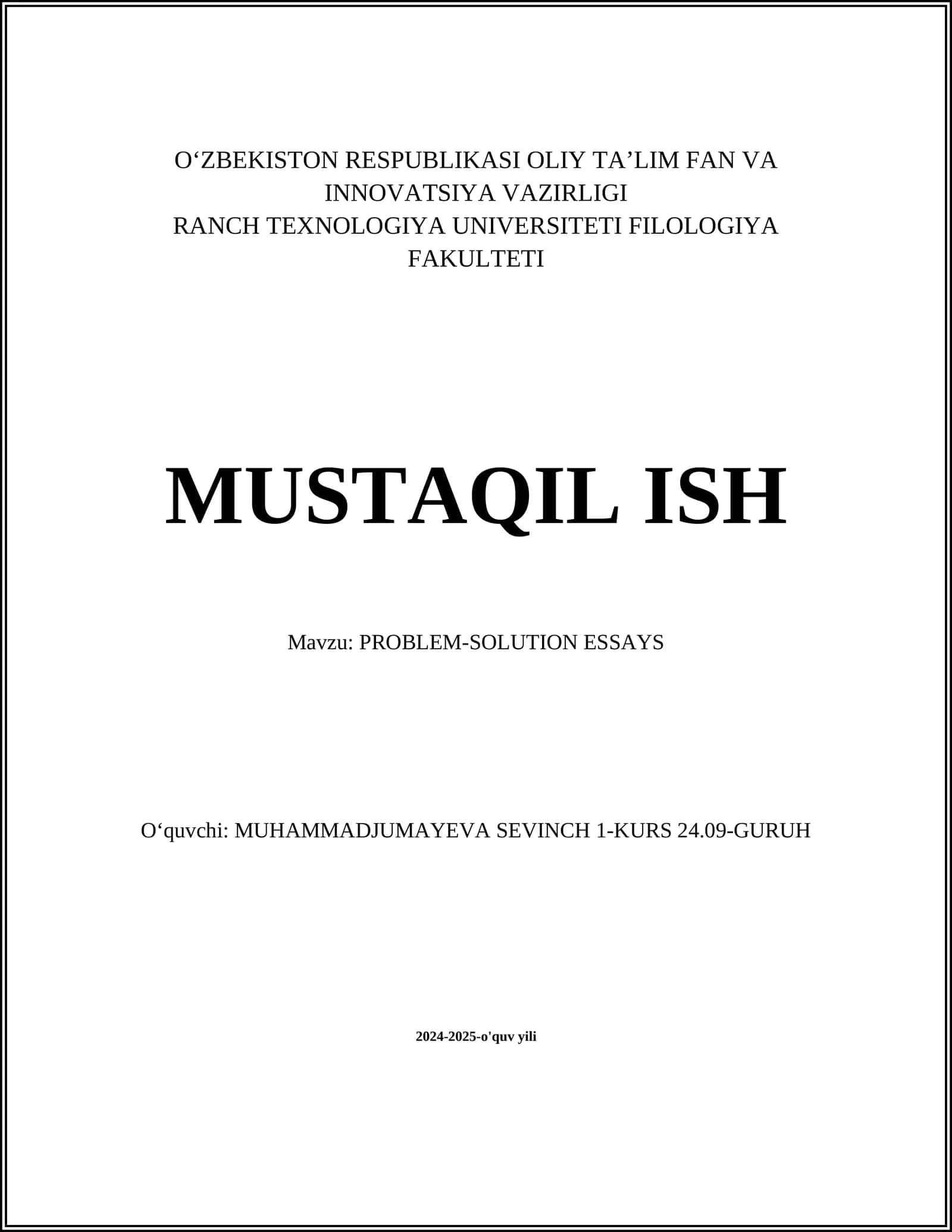 PROBLEM-SOLUTION ESSAYS 1