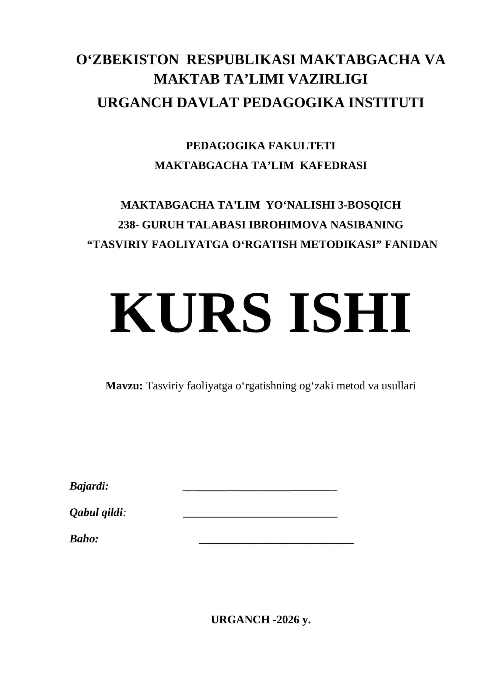 Tasviriy faoliyatga oʻrgatishning ogʻzaki metod va usullari 1