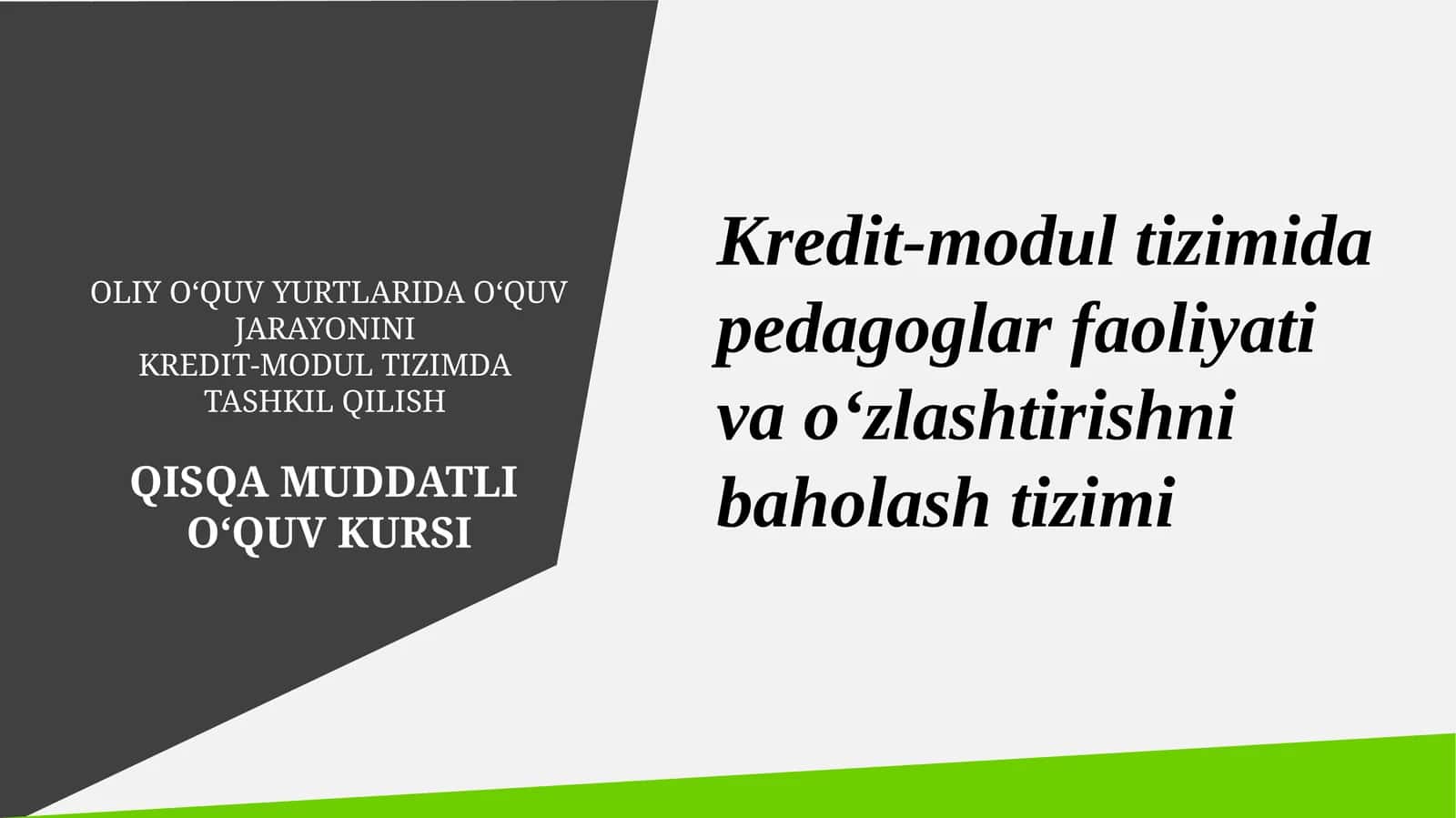 OLIY O‘QUV YURTLARIDA O‘QUV JARAYONINI KREDIT-MODUL TIZIMDA TASHKIL QILISH 1