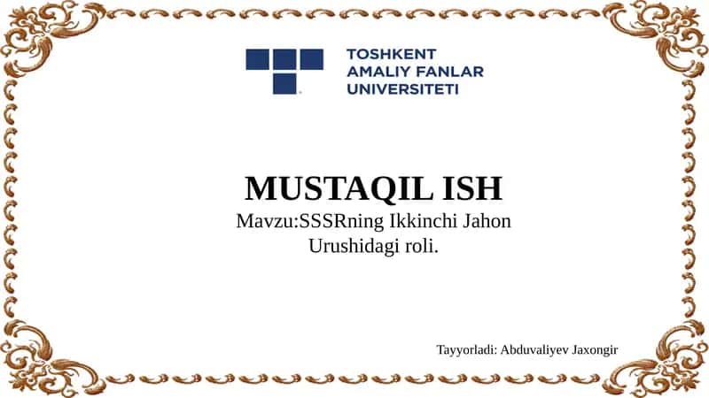 SSSRning Ikkinchi Jahon Urushidagi roli 1