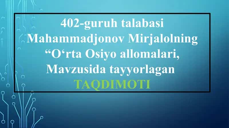 O‘rta Osiyo allomalarining geometrik izlanishlari 1