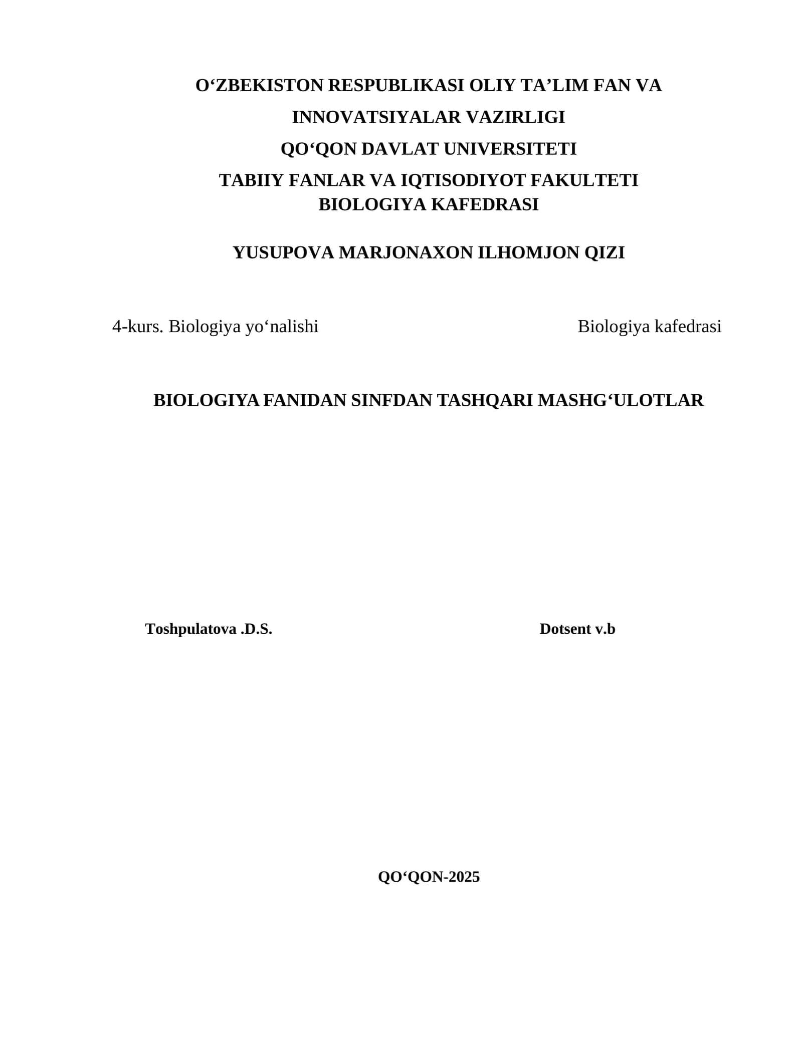 BIOLOGIYA FANIDAN SINFDAN TASHQARI MASHG‘ULOTLAR 1