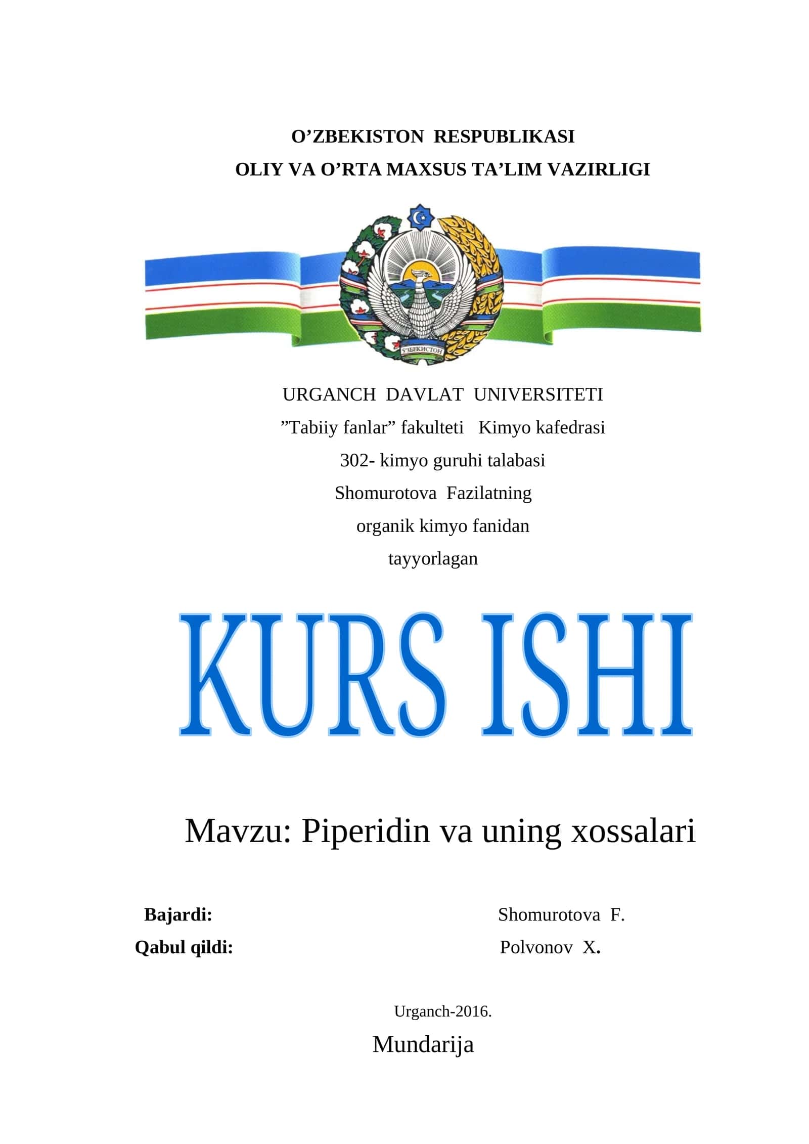 Piperidin va uning xossalari 1