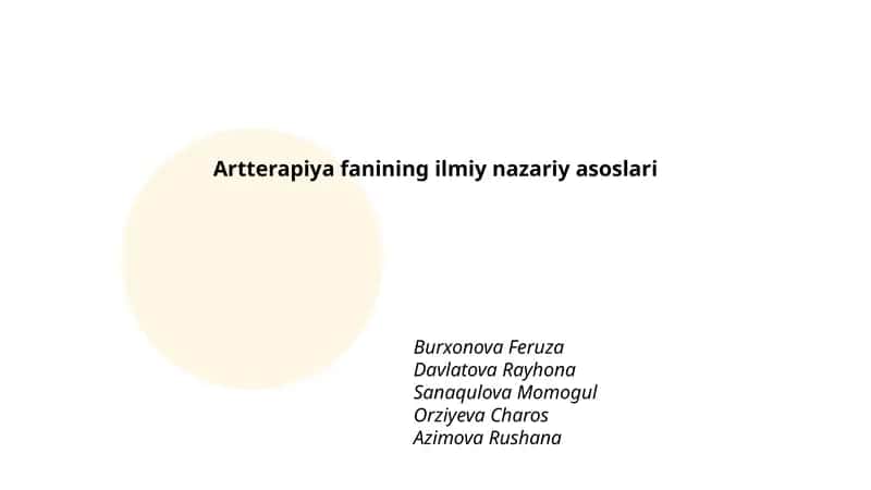 Artterapiya fanining ilmiy nazariy asoslari 1