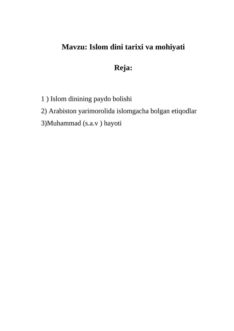 Islom dini tarixi va mohiyati 1