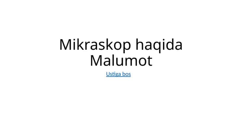 Mikraskop haqida Malumot 1