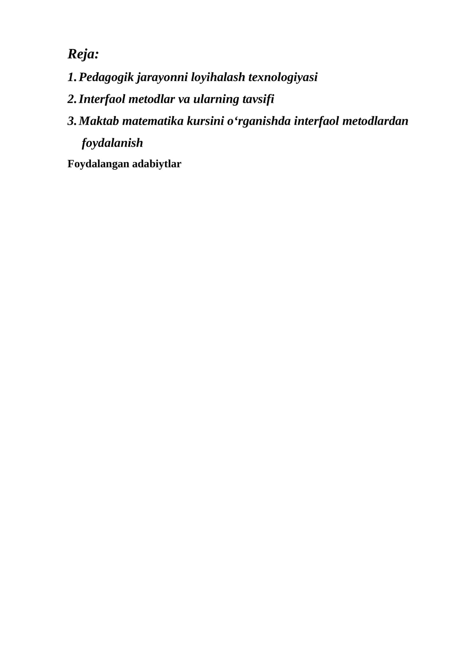 Pedagogik jarayonni loyihalash texnologiyasi 1