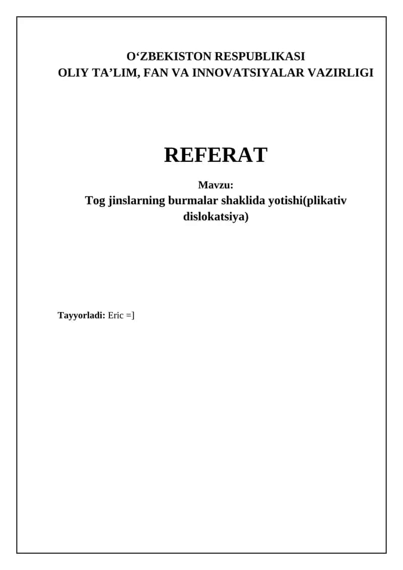 Tog jinslarning burmalar shaklida yotishi(plikativ dislokatsiya) 1