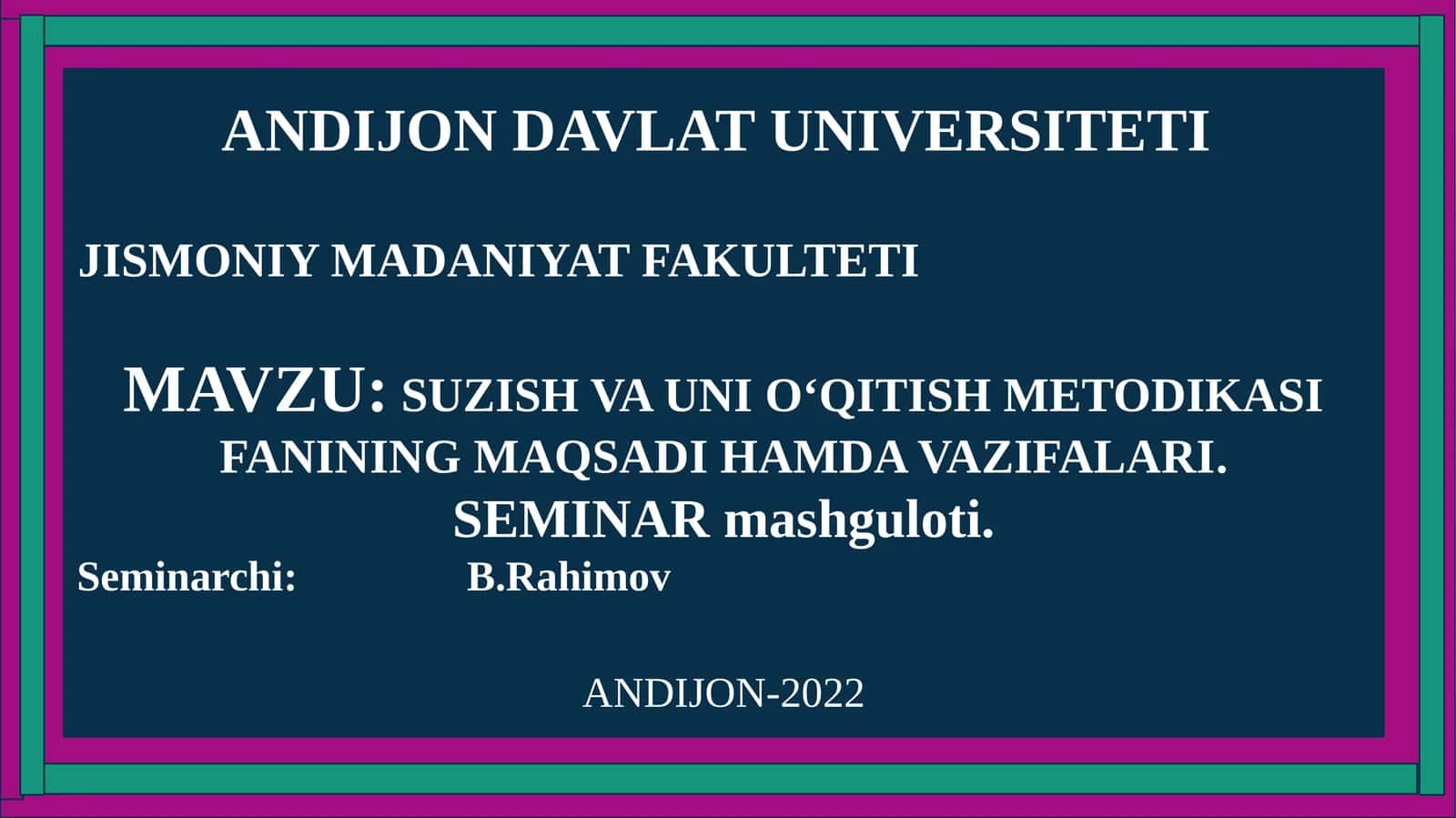 Suzish va uni o‘qitish metodikasi fani 1